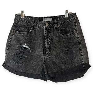 Refuge Black High-Waisted Mom Shorts Size 9 Distressed Denim Vintage Look Summer